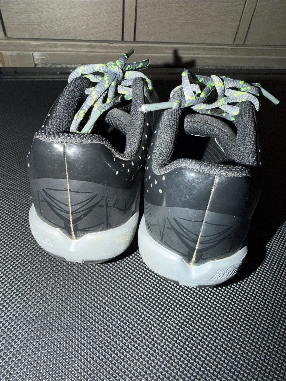 Nike Diamond Pro Baseball Cleats - Gray with Black & Neon Yellow Laces